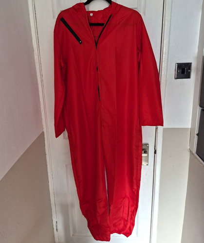 Red hooded coverall jumpsuit - hooded,